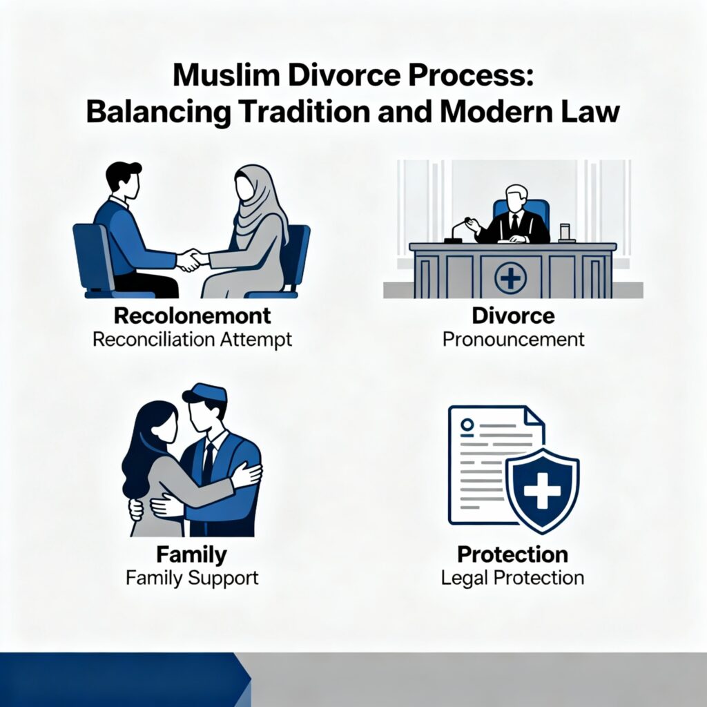 Muslim divorce process, reconciliation, protection, family law, Talaq-e-Ahsan
